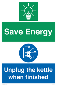 Save Energy, Unplug the kettle when finished